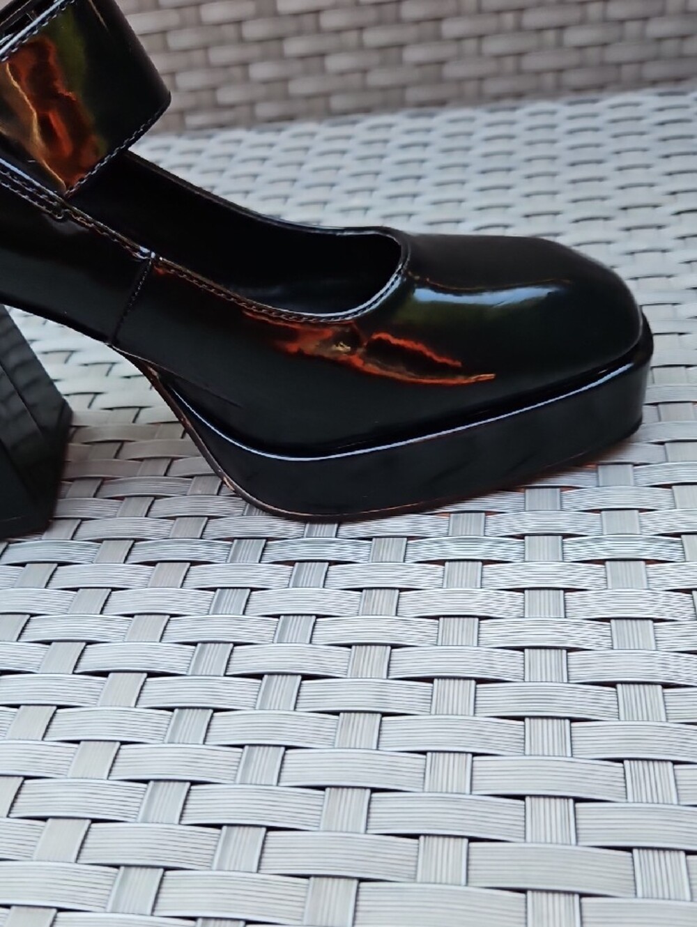 Circus NY Sam Edelman Khiara Platform Black Patent Mary Jane Block Heels Pump - Picture 12 of 17